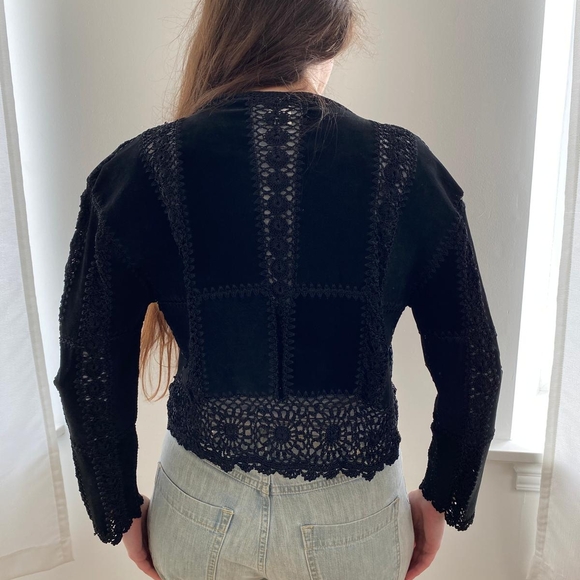 Vintage Leather And Crochet Jacket - Picture 3 of 5